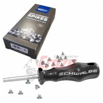 SCHWALBE Шипы сменные для зимних покрышек. Стальные шипы+ инструмент для установки 50шт.(05-5512,01)