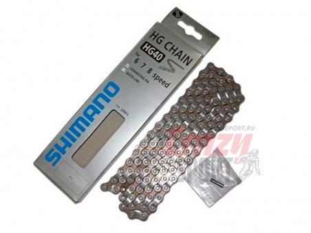 SHIMANO Цепь Shimano, HG40, 6/7/8ск, 114 зв., амп.пин (1шт) (2016)