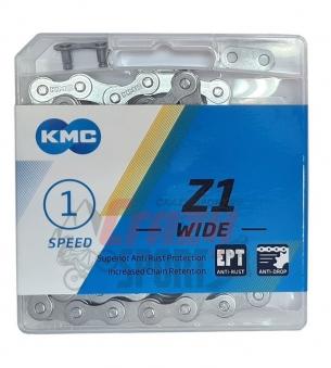 KMC Цепь Z1 Wide Silver, для 1-ск. велосипедов, BMX, фиксеров, 112 звеньев, 1/2
