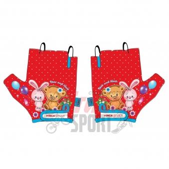VINCA SPORT Перчатки велосипедные детские, Вear and Hare, цвет красный, размер 7XS