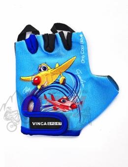 VINCA SPORT Перчатки велосипедные детские VG 935 PLANE, гелевые вставки, цвет синий 3XS