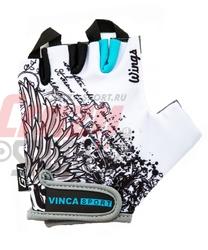 VINCA SPORT Перчатки велосипед. подросковые, VG 947 Wings , гелев. вставки, цвет белый, размер S