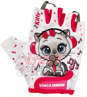 VINCA SPORT Перчатки велосипедные детские, VG 980 Kitty, белые, размер 6XS