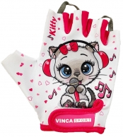 VINCA SPORT Перчатки велосипедные детские, VG 980 Kitty, белые, размер 5XS