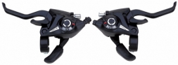 SUNWARD Манетки/тормозные ручки (совместимы с Shimano), левая - 3 ск., правая - 7 ск., черные,