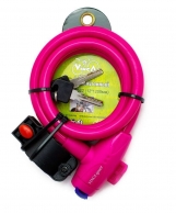 VINCA SPORT Замок велосипедный 12*1200мм, розовый тросик, держ. замка, защита замка от влаги (2016)