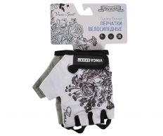 VINCA SPORT Перчатки велосипед. подрост.,VG 950 Flora , гелев. вставки, цвет белый, размер M