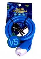 VINCA SPORT Замок велосипедный детский c брелоком 12*1200мм, синий тросик инд. уп. VS 561 Letters