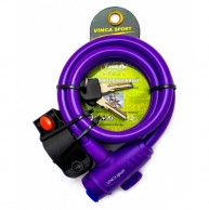 VINCA SPORT Замок велосипедный 12*1200мм, фиолет.тросик, держ. замка, защита замка от влаги. (2016)