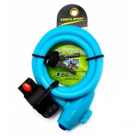 VINCA SPORT Замок велосипедный 12*1200мм, голубой тросик, держ. замка, защита замка от влаги, (2016)