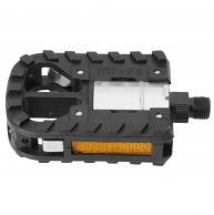 Педали (5-311764) алюм./пластик СКЛАДНЫЕ двусторон. Cr-Mo ось с отраж. черные (2017)