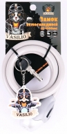 VINCA SPORT Замок велосипедный детский c брелоком 12*1200мм, серый тросик инд. уп. VS 561 Vasilio