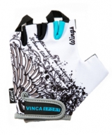 VINCA SPORT Перчатки велосипед. подросковые, VG 947 Wings , гелев. вставки, цвет белый, размер S