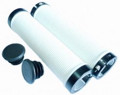 VINCA SPORT Грипсы H-G 119 длина129мм,с метал.зажимами цвет - белые, зажим черный (2019)