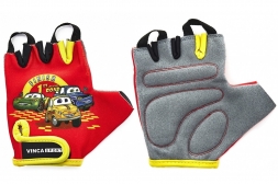 VINCA SPORT Перчатки велосипед. детские, VG 940 Cars, гелевые вставки, цвет красный, размер 5XS