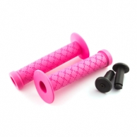 CLARK`S Ручки .С100 на руль  резин. BMX 145мм торц. защита+защита от проскальз.+1фикс. РОЗОВЫЕ