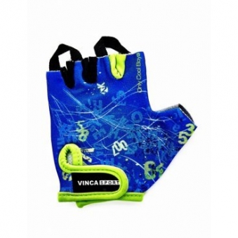 VINCA SPORT Перчатки велосипед. детские, VG 939 LETTERS, гелев. вставки, цвет синий, размер 6XS