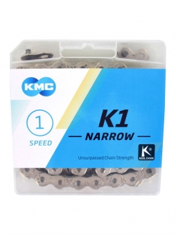 KMC Цепь K1 Narrow Silver, для 1-ск. велосипедов, BMX, фиксеров, 100 звеньев, 1/2\
