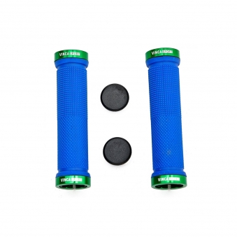 VINCA SPORT Грипсы, HG 119 с метал. зажимами, длина 129мм, синие, зажим зелёный (2015)