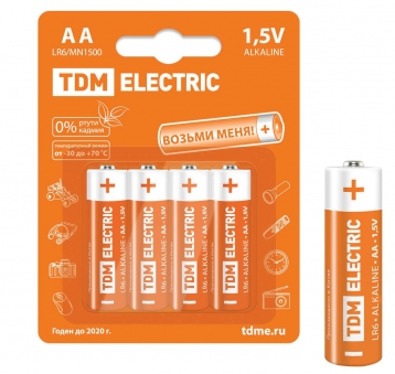 TDM Батарейка Alkaline стандарта AA BP-4 1.5V AA LR06 1 шт.
